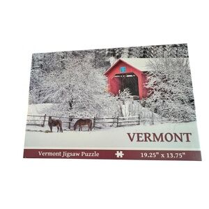 Vermont 500 Piece Jigsaw Puzzle Featuring a Pretty Winter Scene w Horses/Bridge